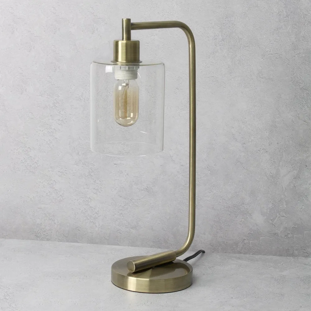18.8" Industrial Bronson Antique Style Iron Lantern Desk Table Lamp