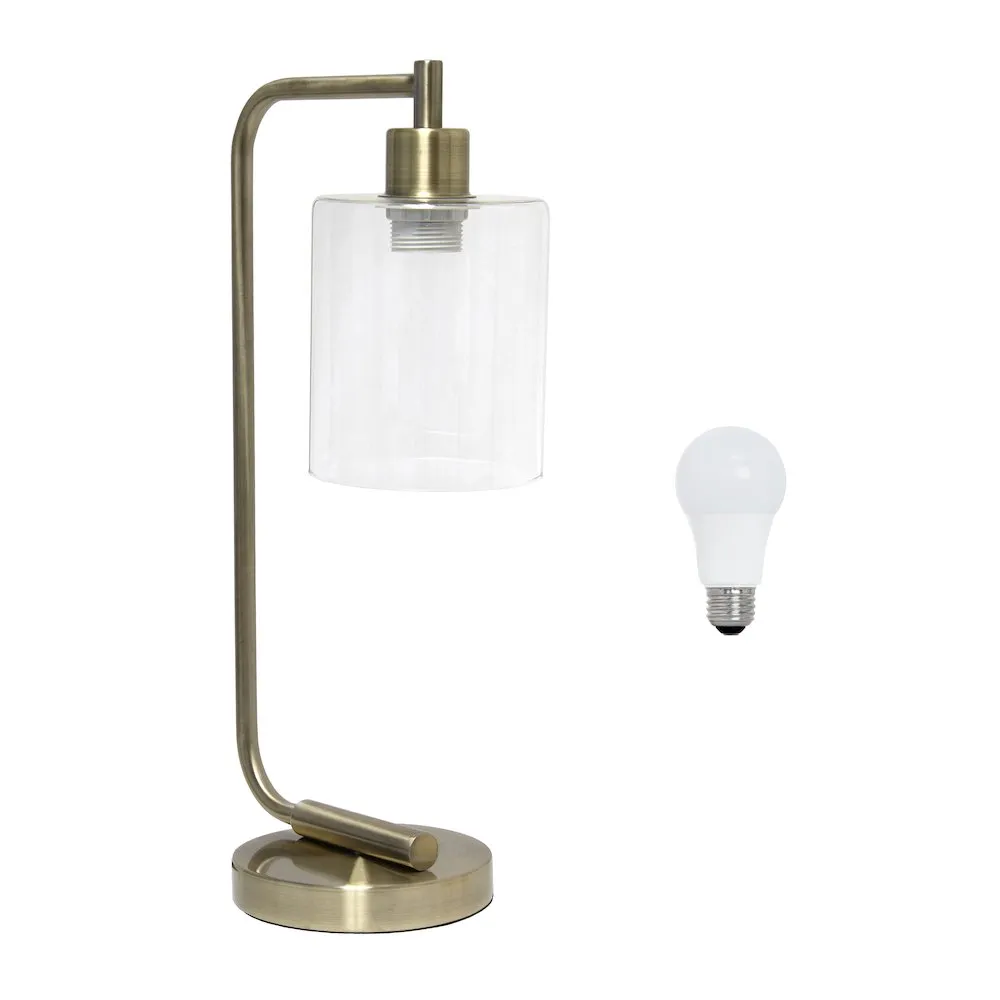 18.8" Industrial Bronson Antique Style Iron Lantern Desk Table Lamp