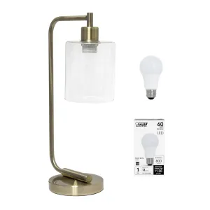 18.8" Industrial Bronson Antique Style Iron Lantern Desk Table Lamp