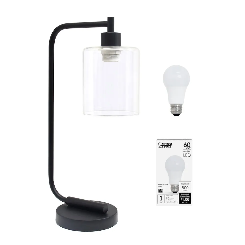 18.8" Industrial Bronson Antique Style Iron Lantern Desk Table Lamp
