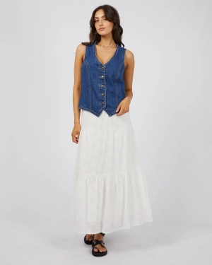 All About Eve Sutton Broderie Maxi Skirt Vintage White