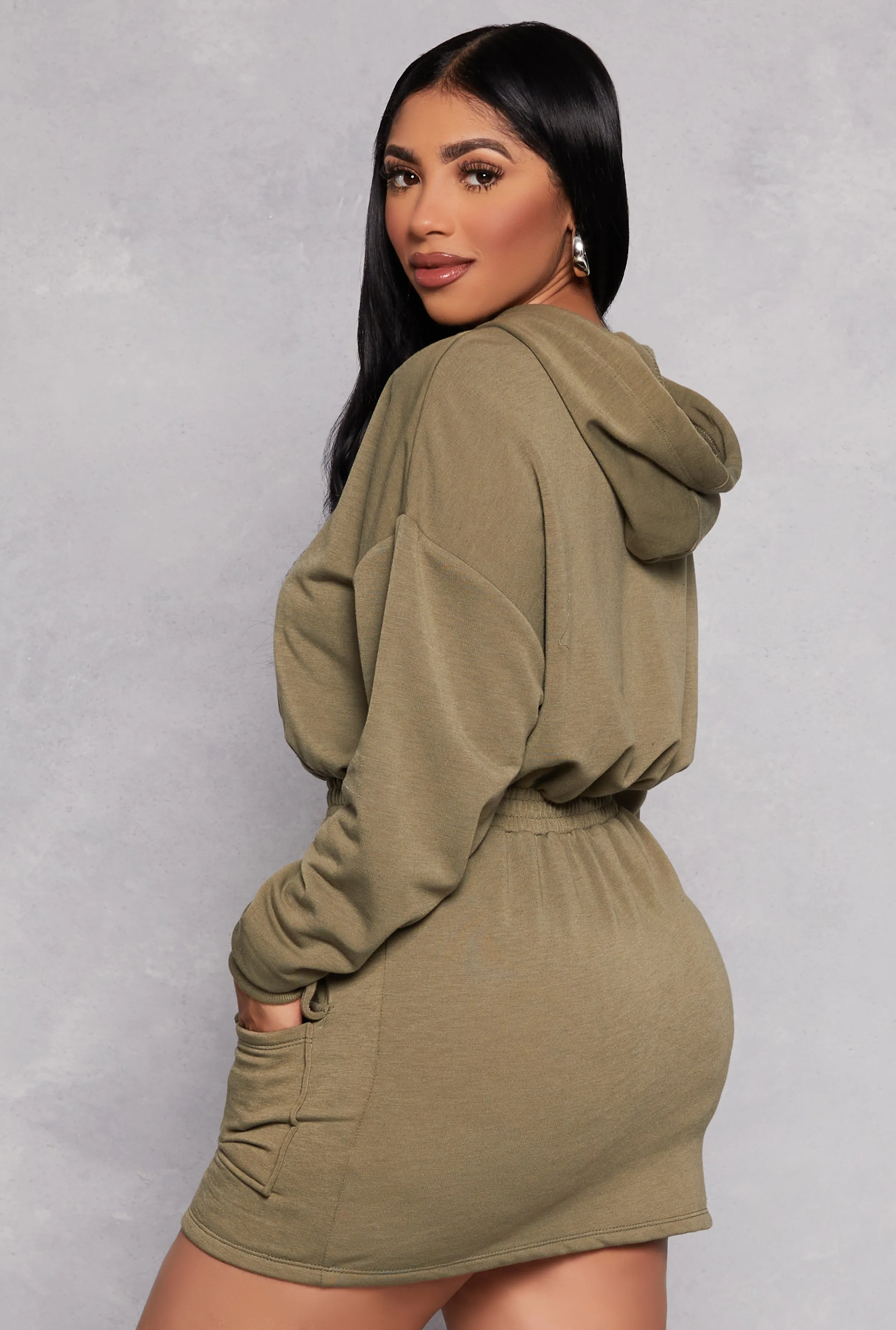 Almost Famous Elastic Waist Hoodie Dress