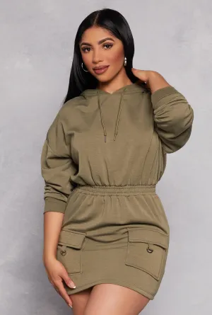 Almost Famous Elastic Waist Hoodie Dress