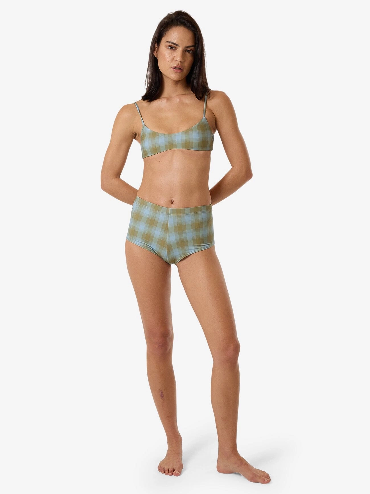 Ansley Crop Bikini Top - Blue Stone
