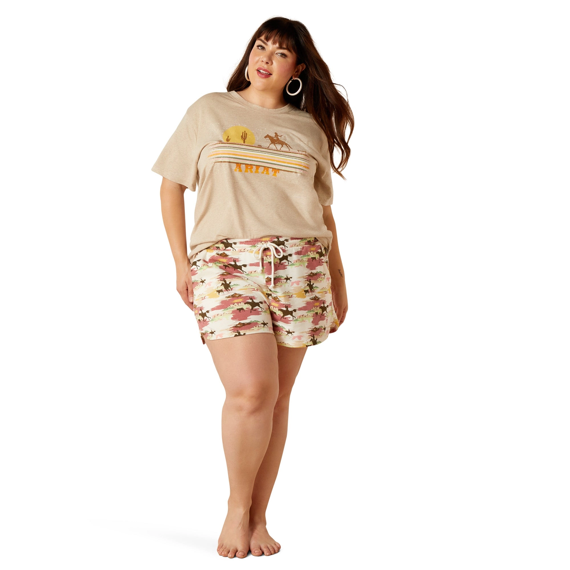 Ariat Ladies Blushing Shorts Western Scene Print 10048620