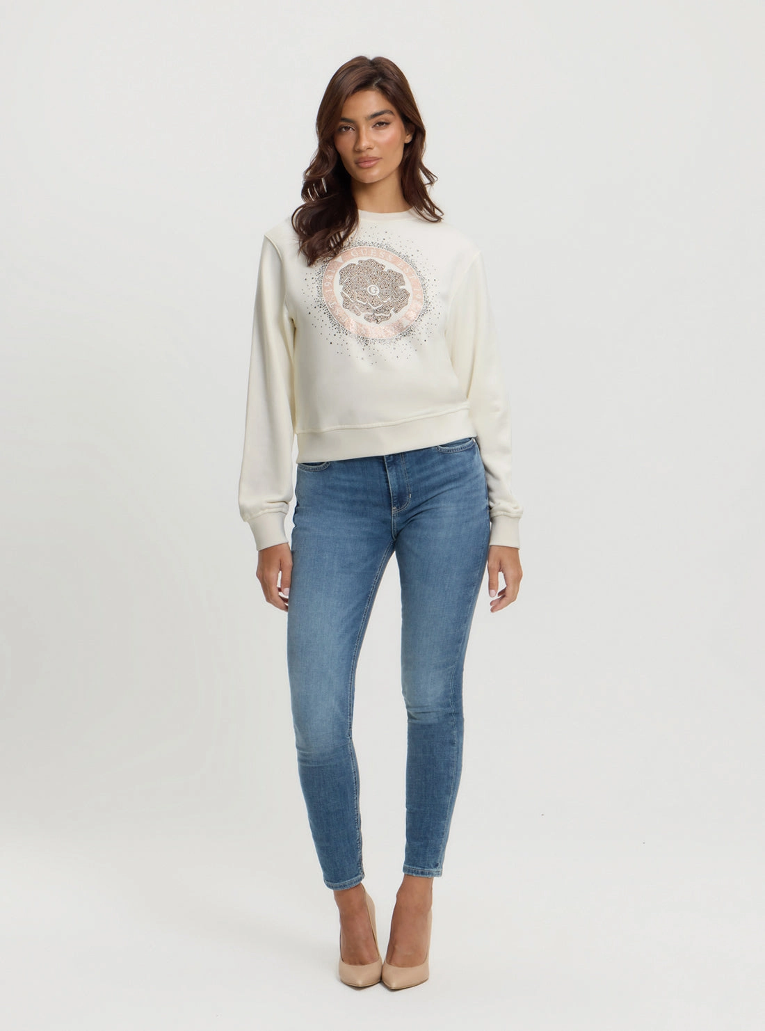 Beige Logo Peony Jumper