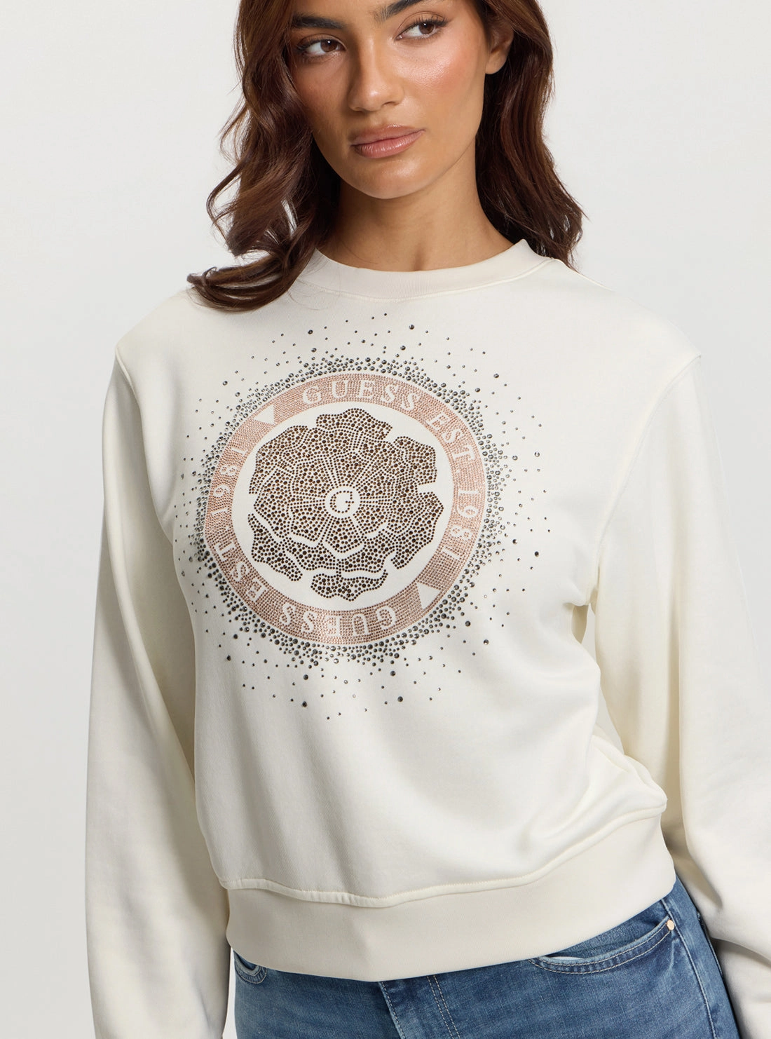 Beige Logo Peony Jumper