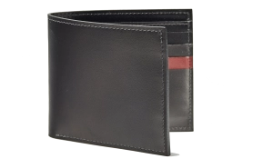 Bifold Wallet One Stripe - Black Calf