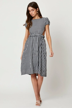 Black Check Cross Back Dress