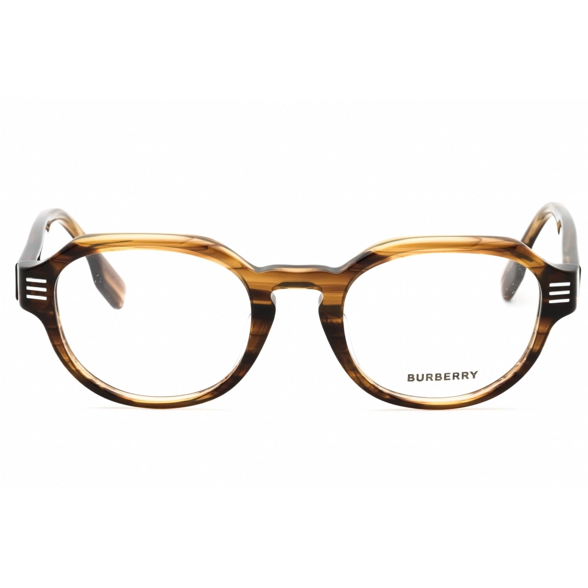 Burberry Men's Eyeglasses - Brown Horn Plastic Full Rim Round Frame | 0BE2386F 4096