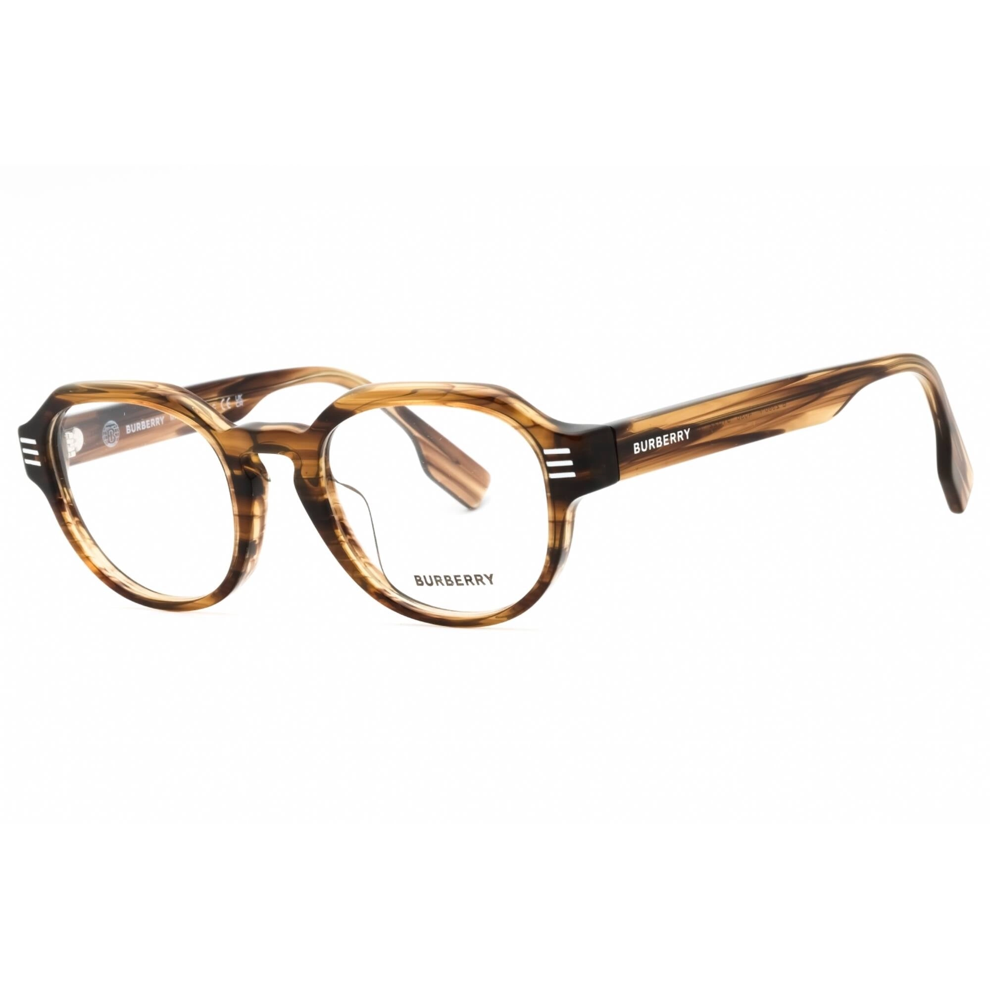 Burberry Men's Eyeglasses - Brown Horn Plastic Full Rim Round Frame | 0BE2386F 4096
