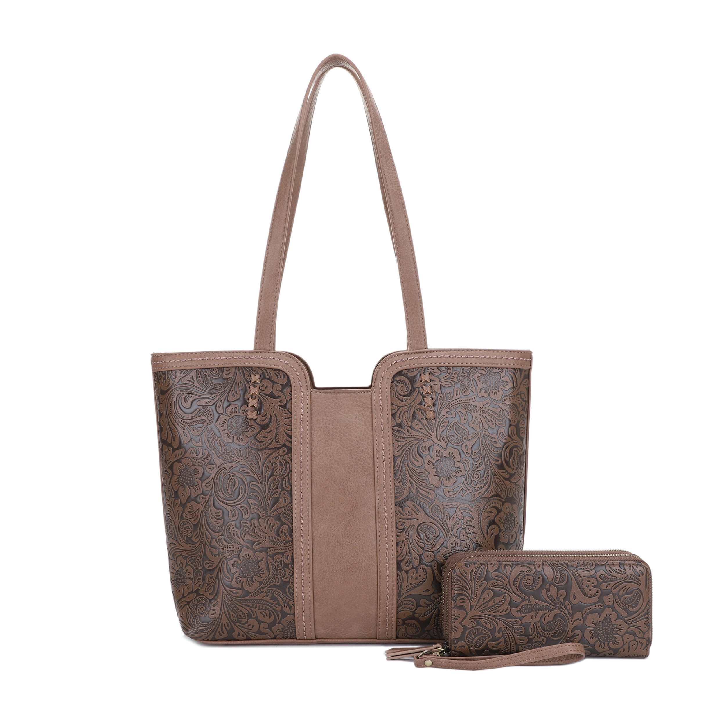 Cassidy Concealed Carry Tooled Tote Bag with Matching Wallet