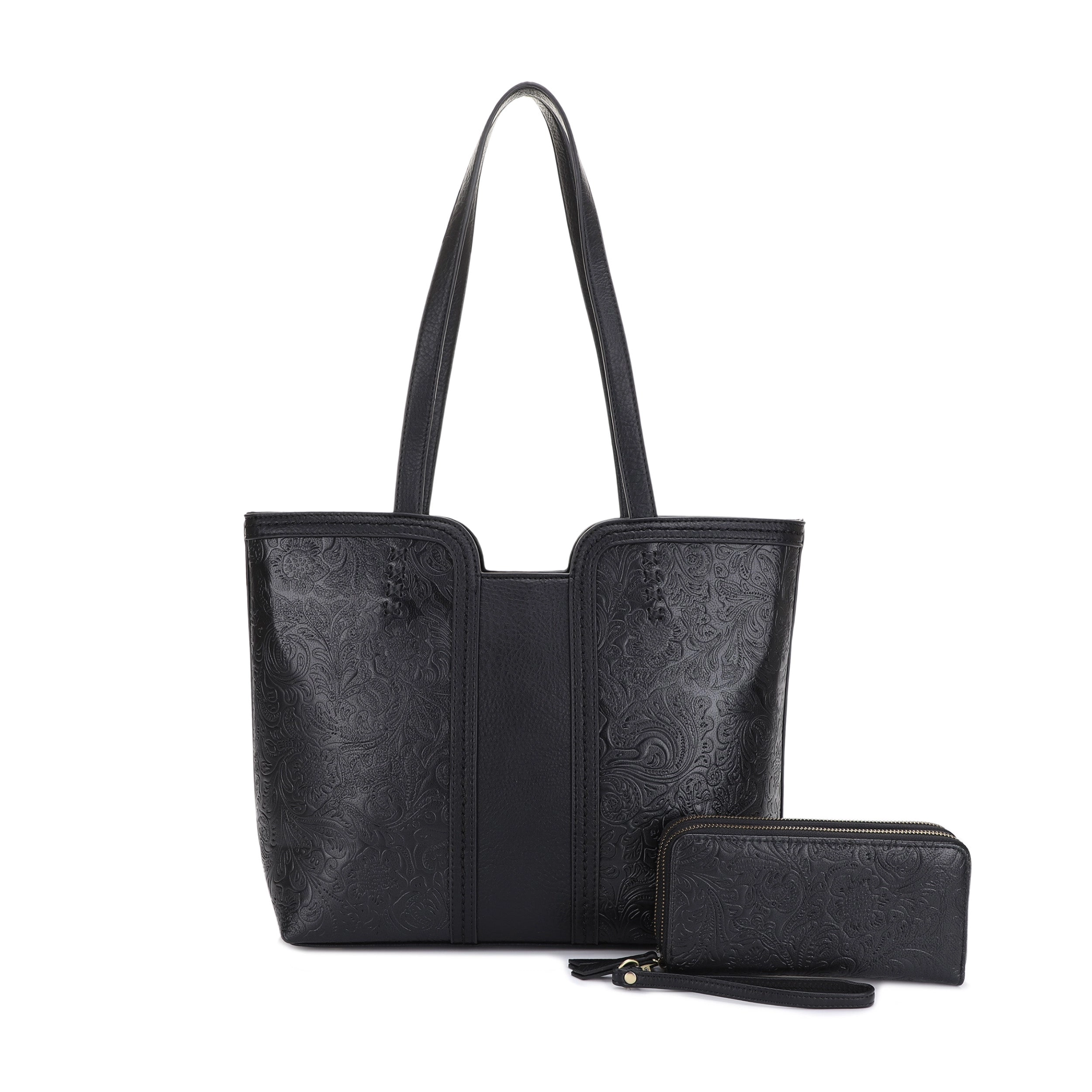 Cassidy Concealed Carry Tooled Tote Bag with Matching Wallet