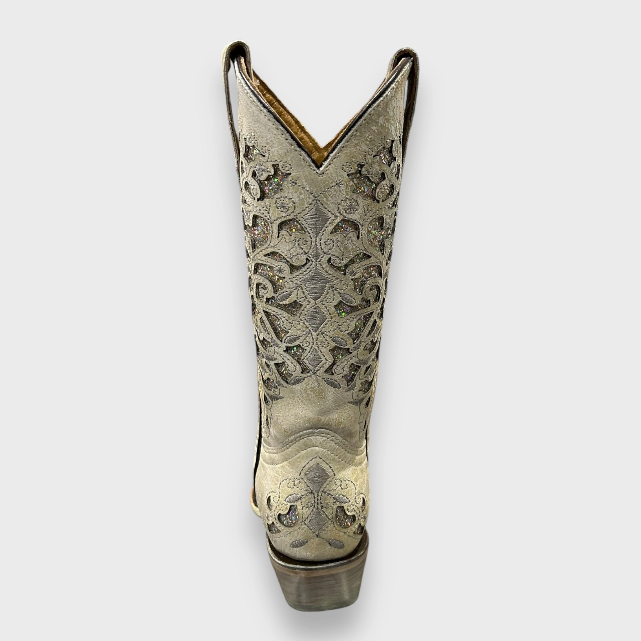 Corral Teens T0021 White Glitter inlay Cowboy Boots