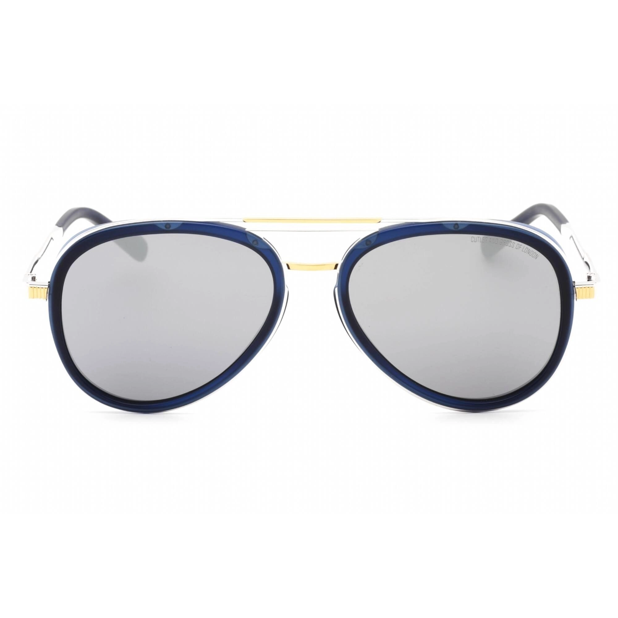 Cutler and Gross Men's Sunglasses - Full Rim Gold/Blue Metal Aviator | CG1323S 002