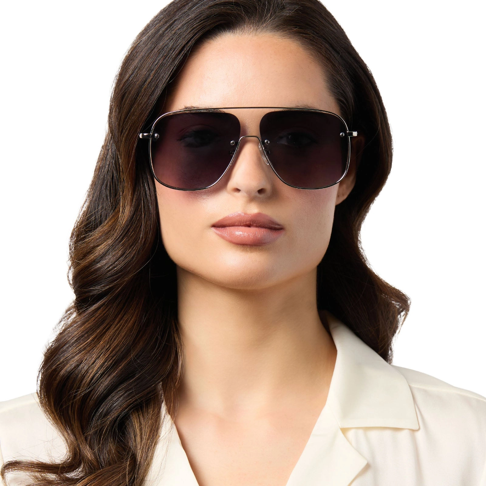 CYNTHIA - SILVER W ALPINE TEMPLE TIPS   GREY GRADIENT WITH SILVER FLASH   POLARIZED SUNGLASSES
