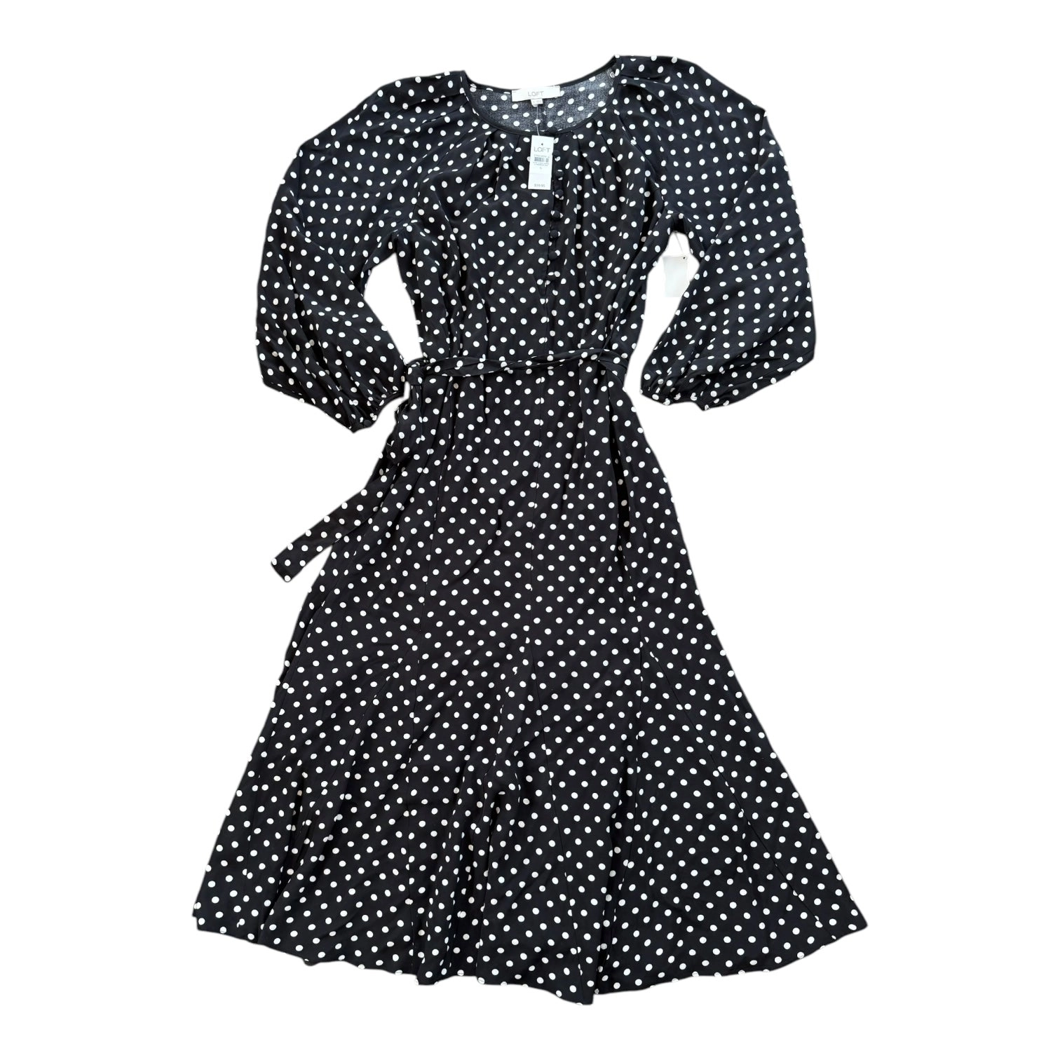 Dress Casual Midi By Loft In Polkadot Pattern, Size:6