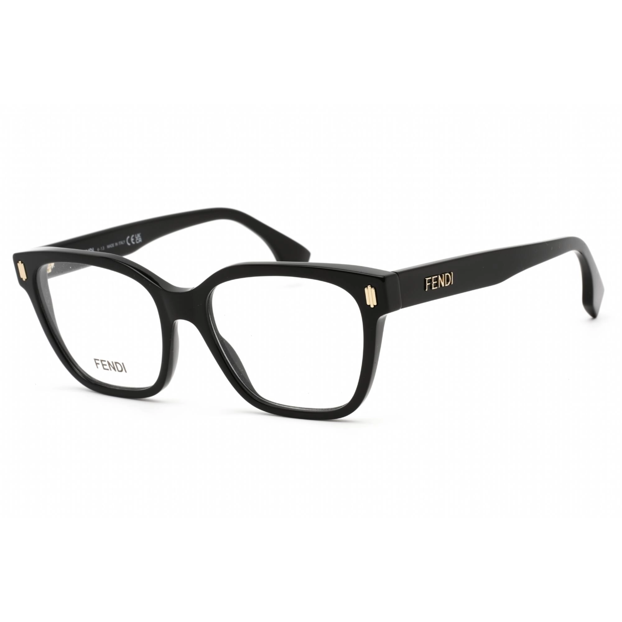 Fendi Men's Eyeglasses - Shiny Black Plastic Rectangular 52mm Frame | FE50055I 001
