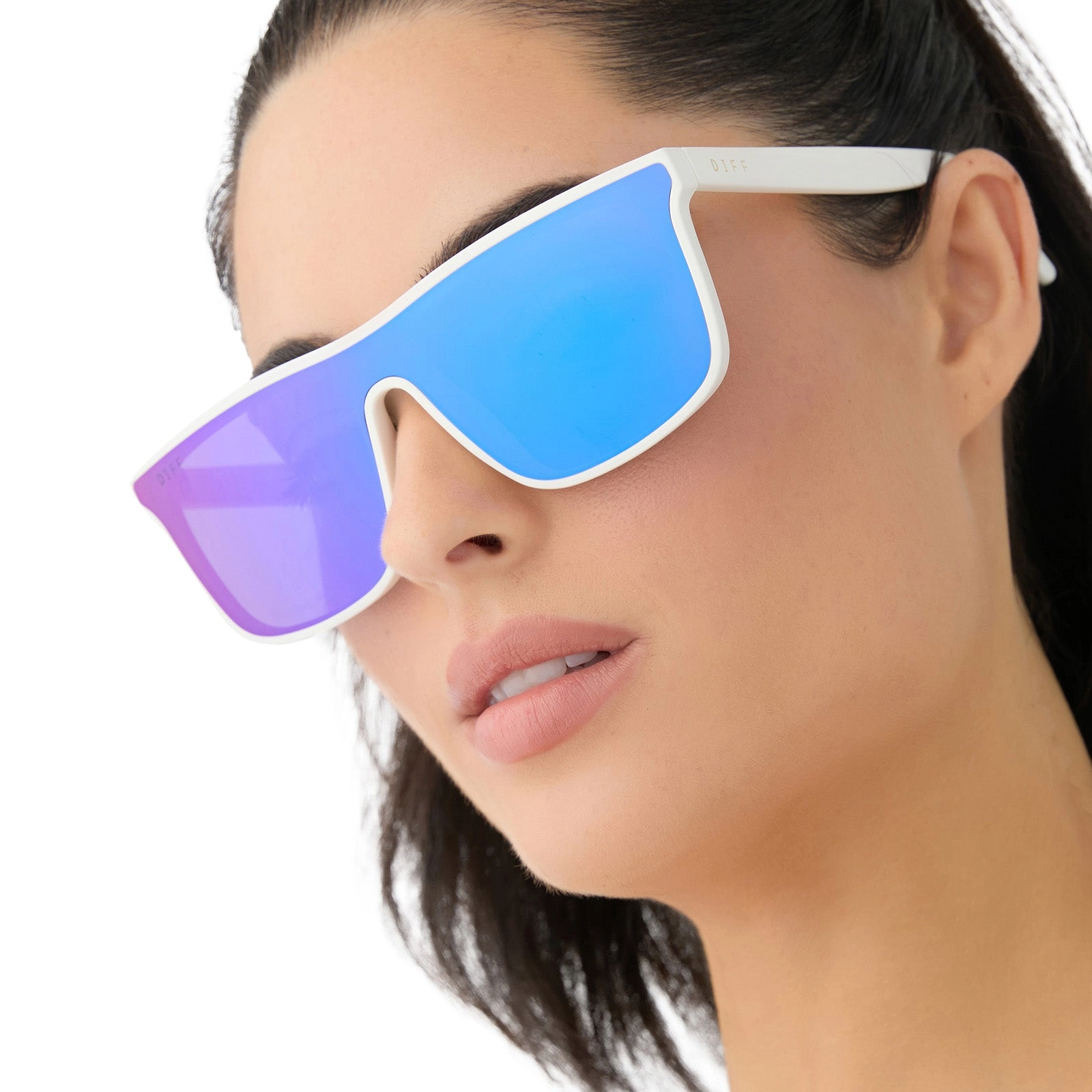 FLASH - MATTE WHITE   PURPLE MIRROR   POLARIZED SUNGLASSES