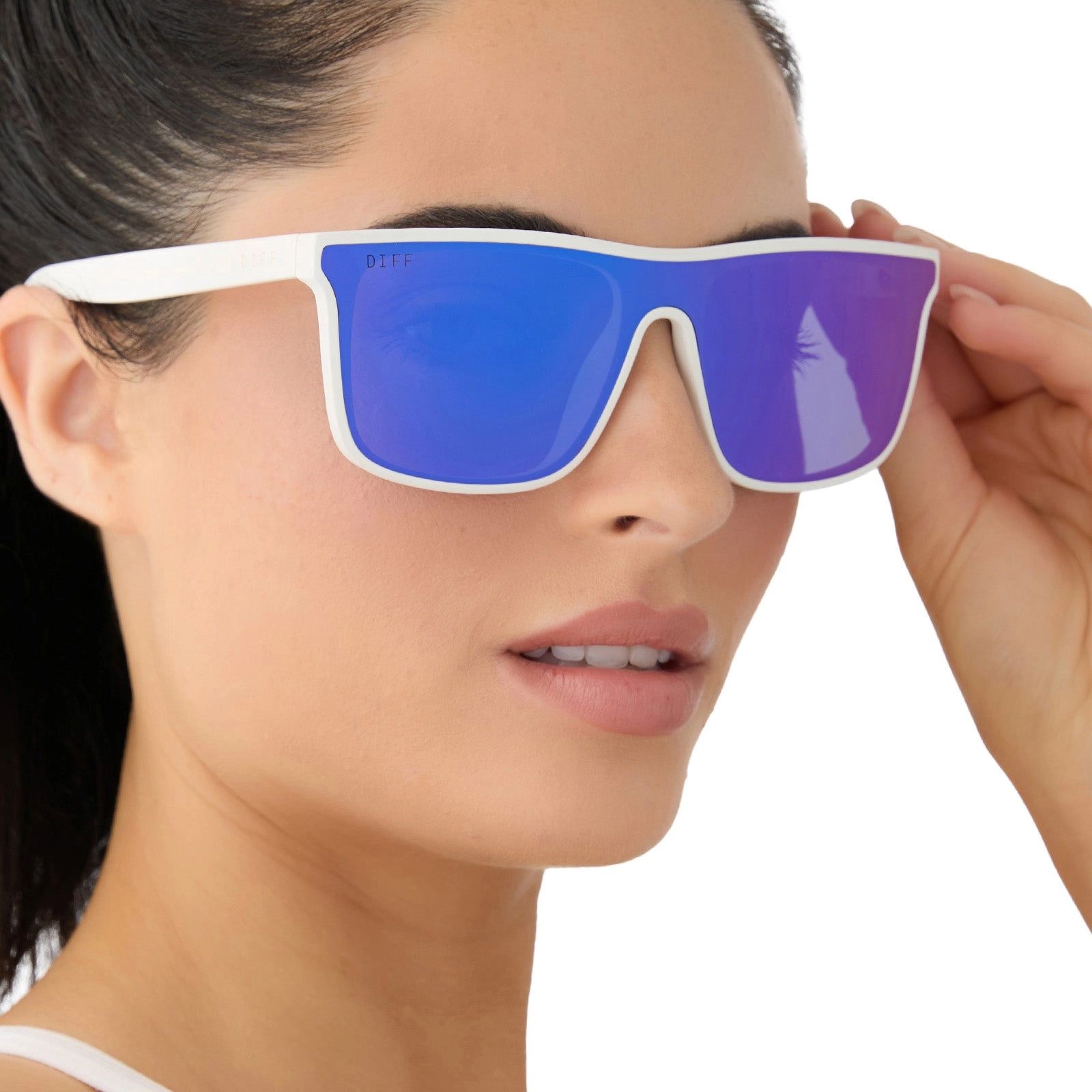 FLASH - MATTE WHITE   PURPLE MIRROR   POLARIZED SUNGLASSES