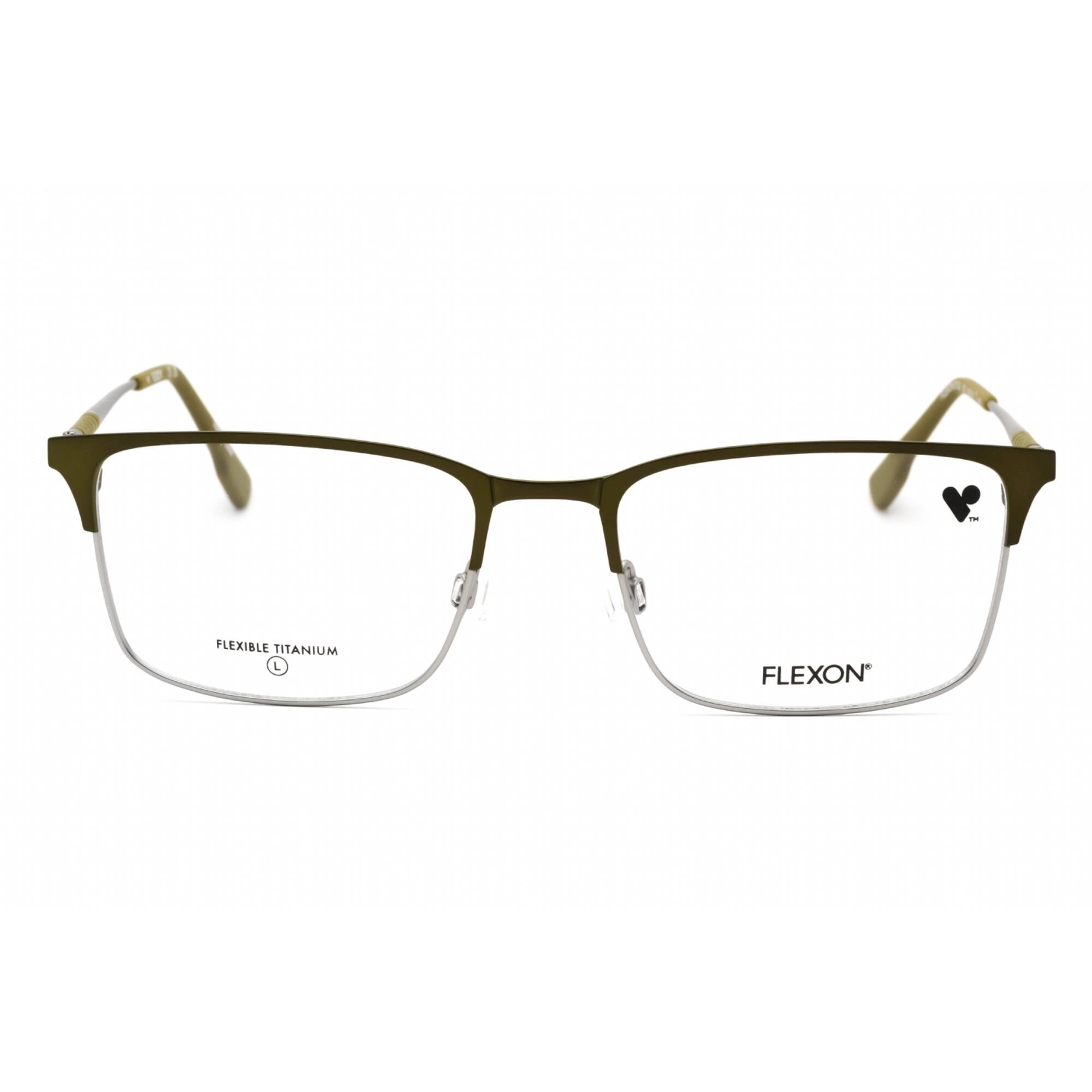 Flexon Men's Eyeglasses - Matte Moss/Silver Metal Rectangular Frame | FLEXON E1132 310