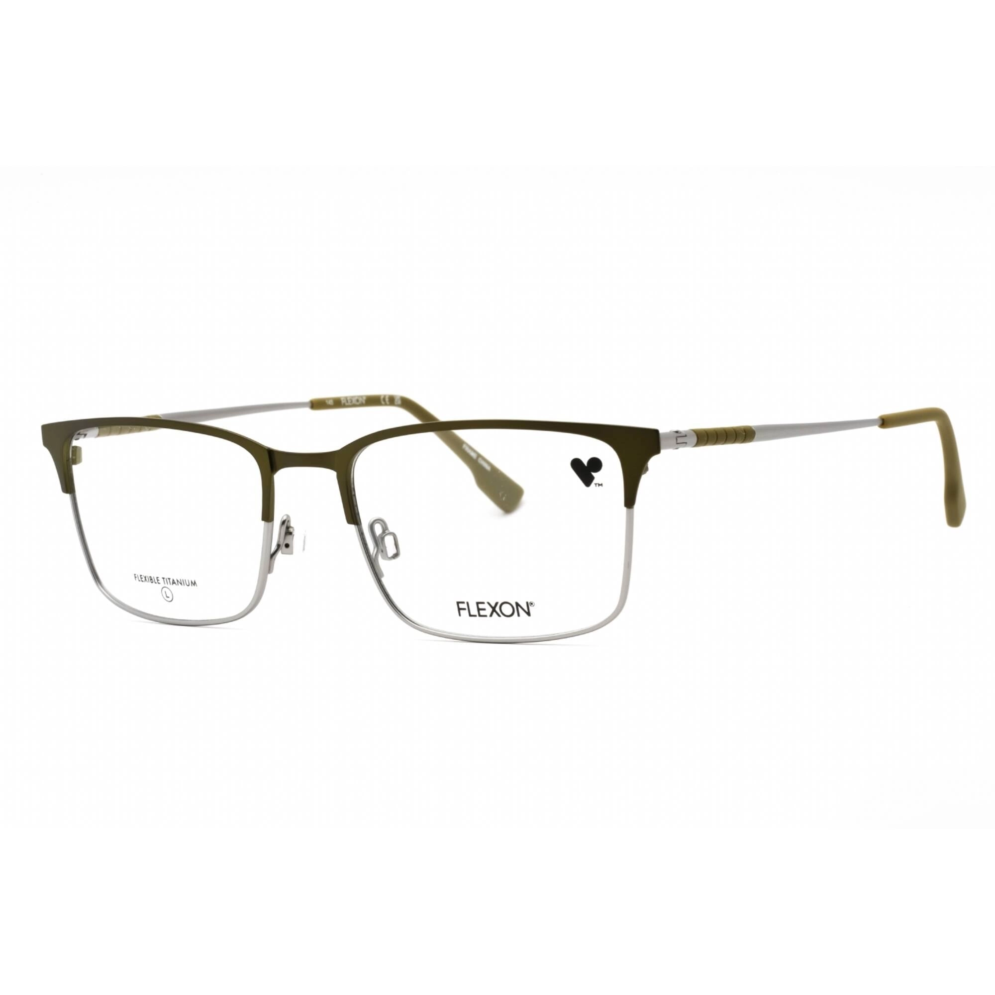 Flexon Men's Eyeglasses - Matte Moss/Silver Metal Rectangular Frame | FLEXON E1132 310