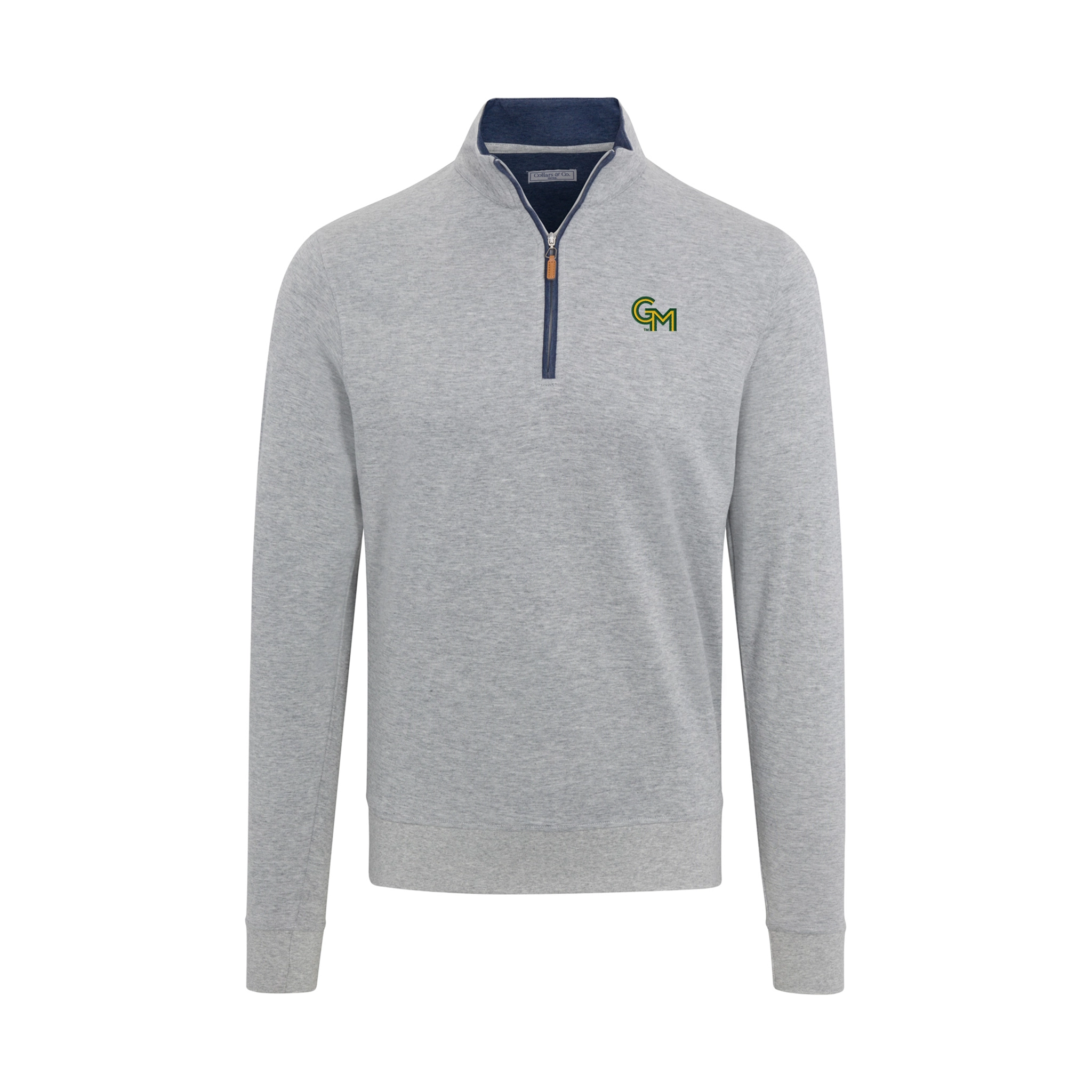 George Mason Light Grey Heather Cloud Cotton Quarter Zip Pullover