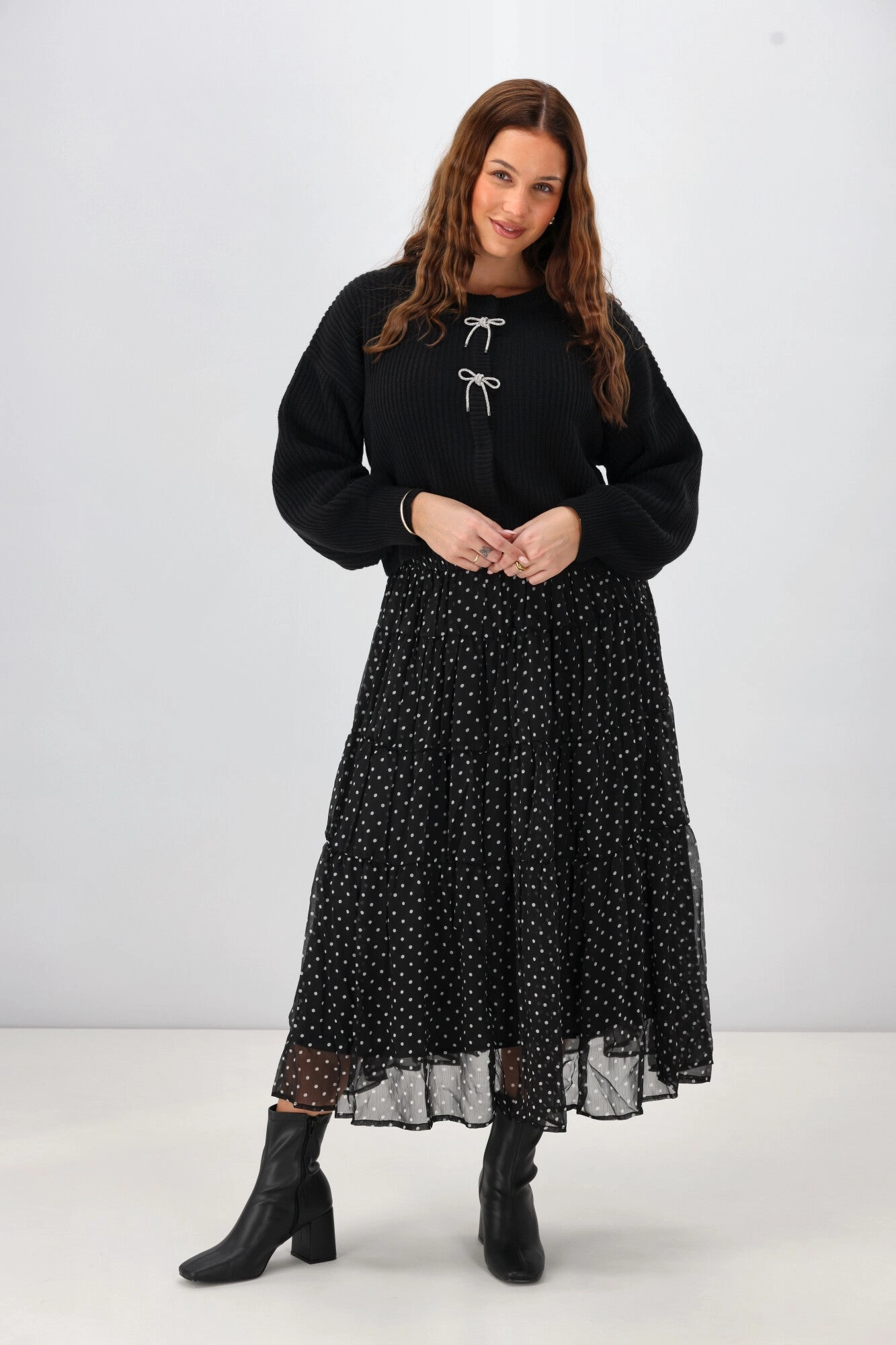 Gloss The Label Delilah Bow Cardigan Black