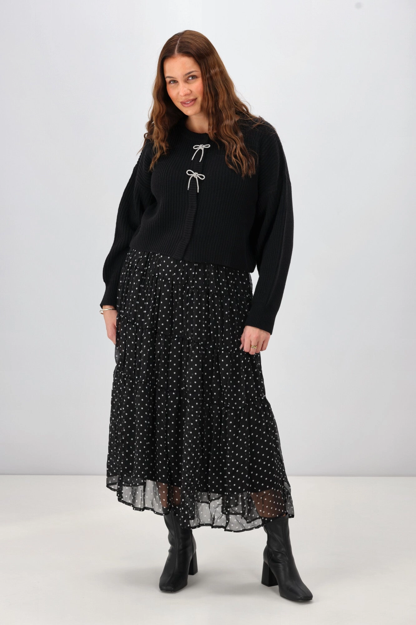 Gloss The Label Delilah Bow Cardigan Black