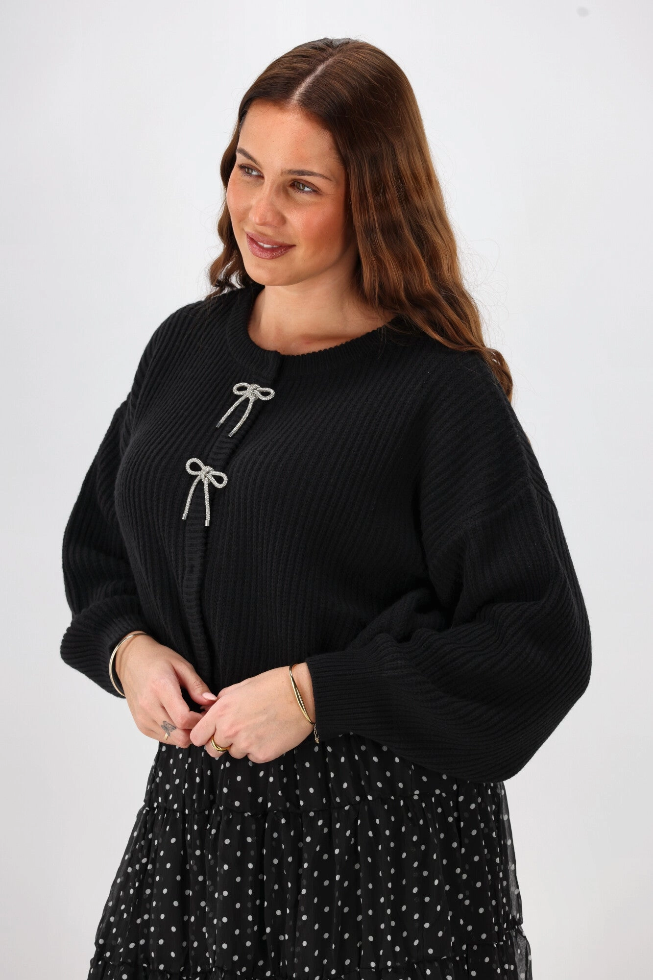Gloss The Label Delilah Bow Cardigan Black