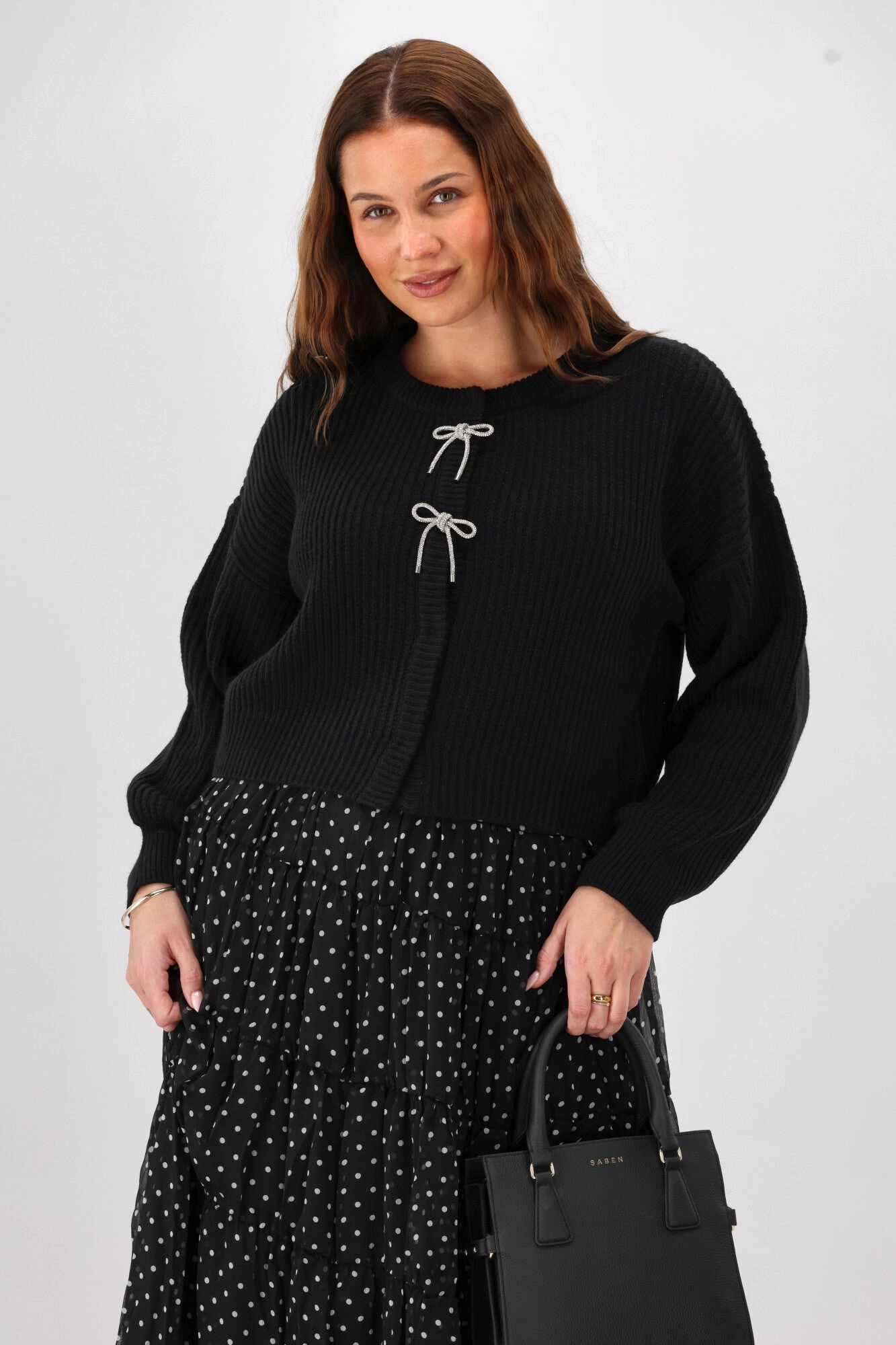 Gloss The Label Delilah Bow Cardigan Black