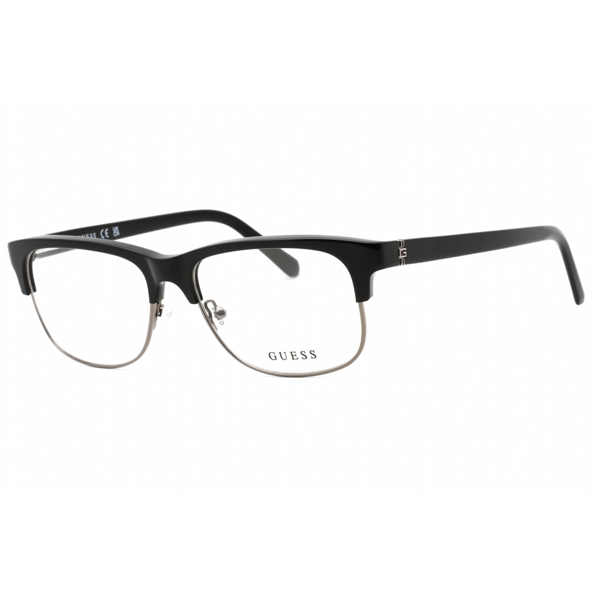Guess Men's Eyeglasses - Clear Demo Lens Shiny Black Rectangular Frame | GU50081 001