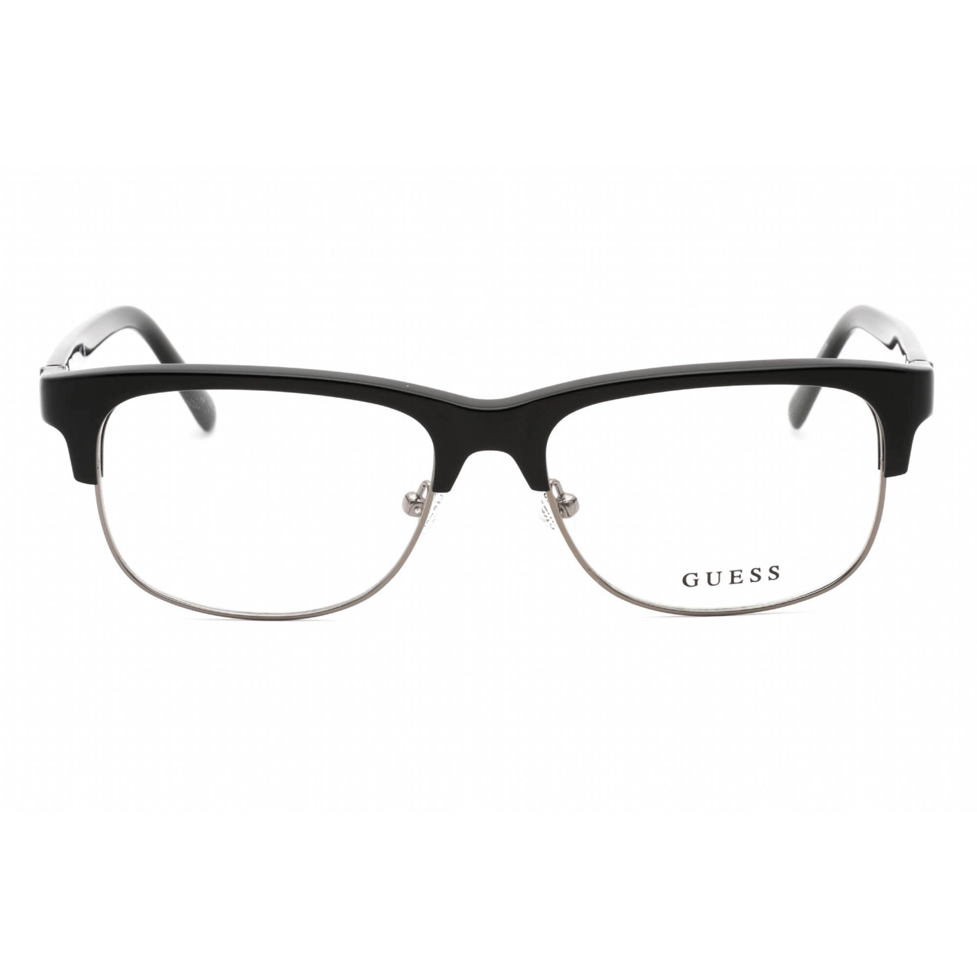 Guess Men's Eyeglasses - Clear Demo Lens Shiny Black Rectangular Frame | GU50081 001