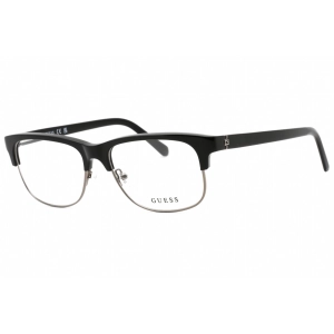 Guess Men's Eyeglasses - Clear Demo Lens Shiny Black Rectangular Frame | GU50081 001