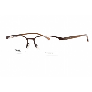 Hugo Boss Men's Eyeglasses - Half Rim Matte Brown Rectangular Frame | 1088 0YZ4 00