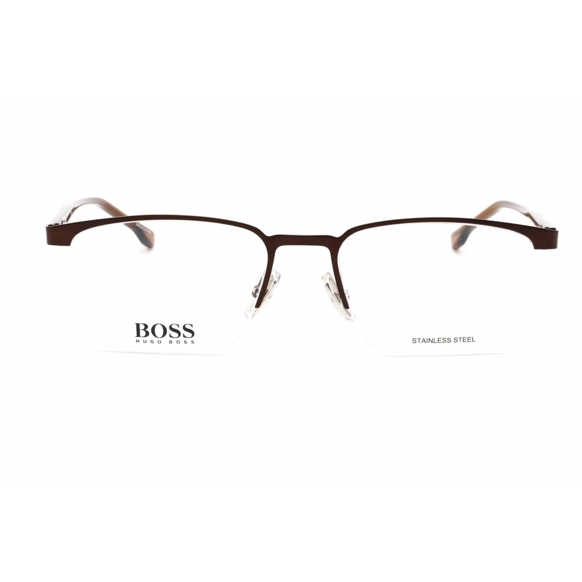 Hugo Boss Men's Eyeglasses - Half Rim Matte Brown Rectangular Frame | 1088 0YZ4 00