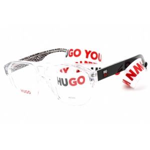 Hugo Men's Eyeglasses - Crystal Black Plastic Square Shape Frame | HG 1221 0MNG 00