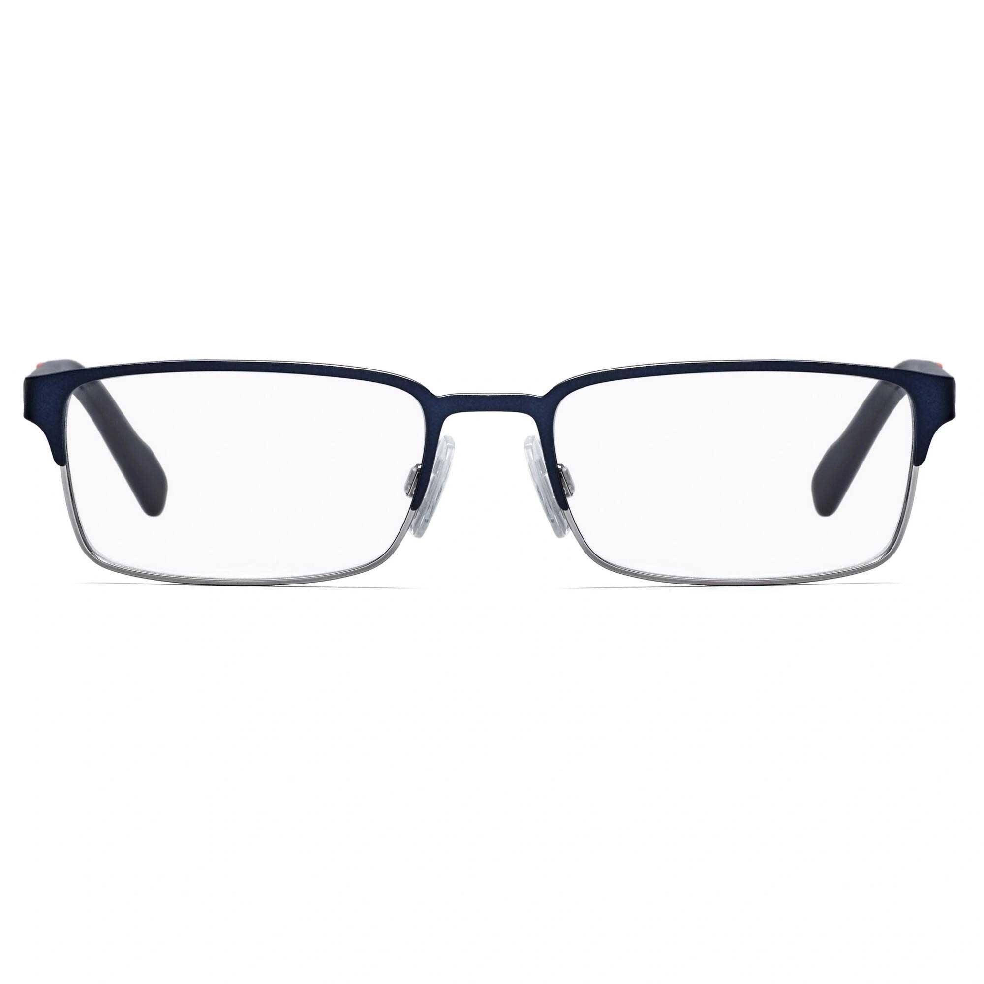 Hugo Men's Eyeglasses - Matte Blue Ruthenium Metal Rectangular Frame | HG0136 0KU0