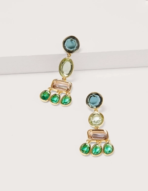 Jewelled Chandelier Earrings-Blue Multi
