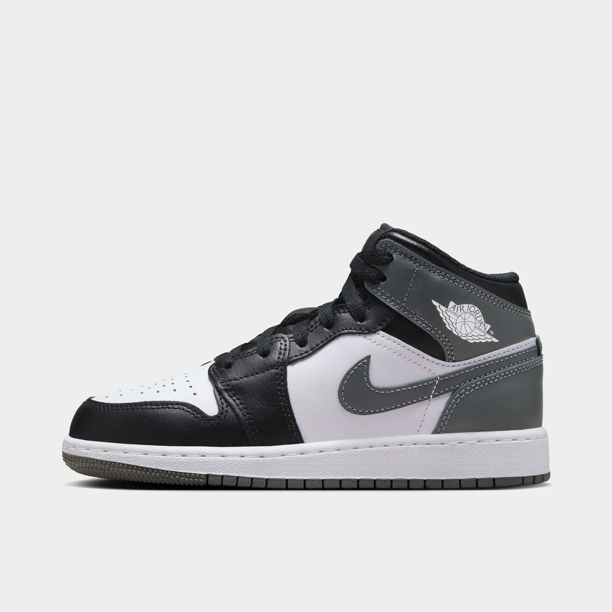 Jordan 1 Mid GS Black / Iron Grey - White