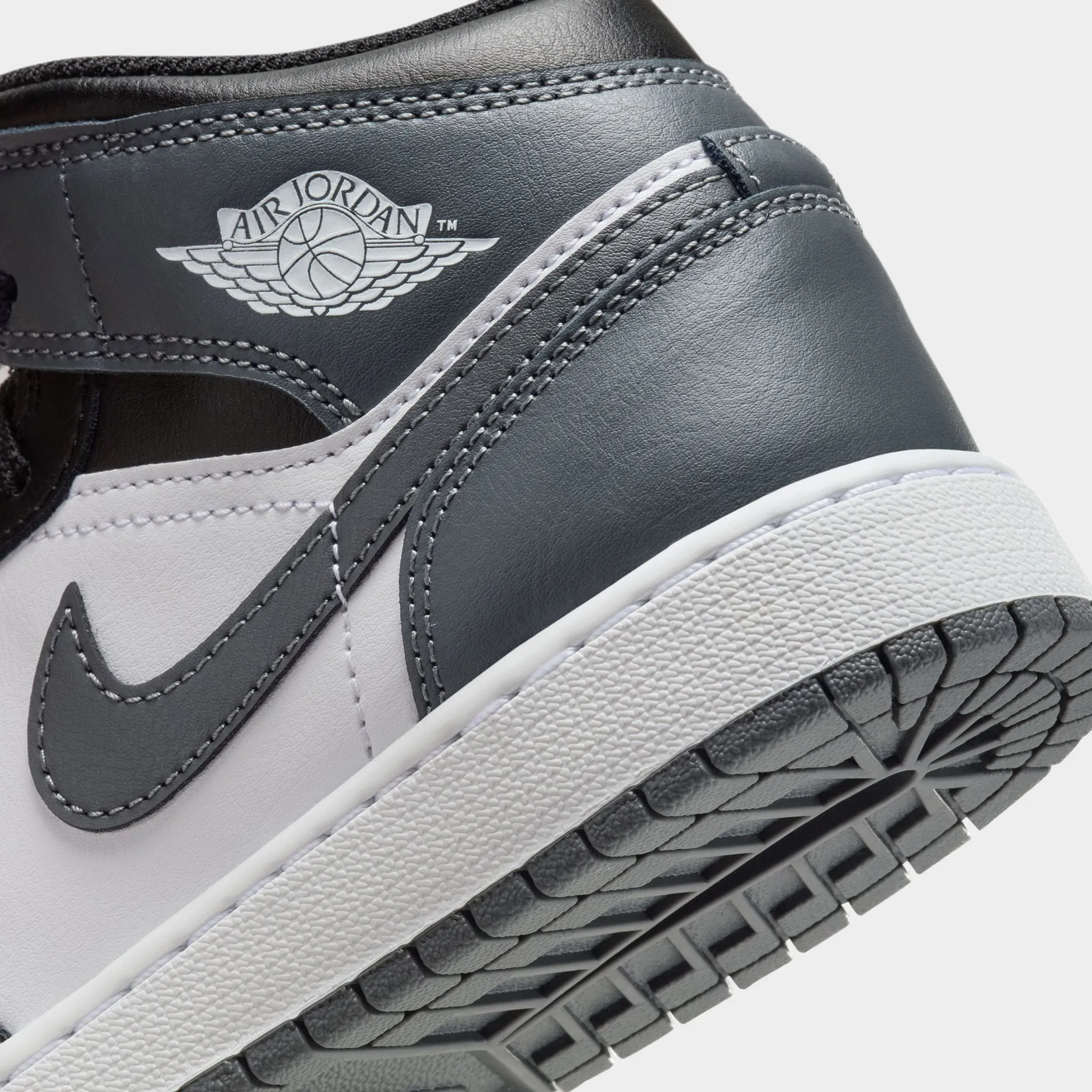 Jordan 1 Mid GS Black / Iron Grey - White