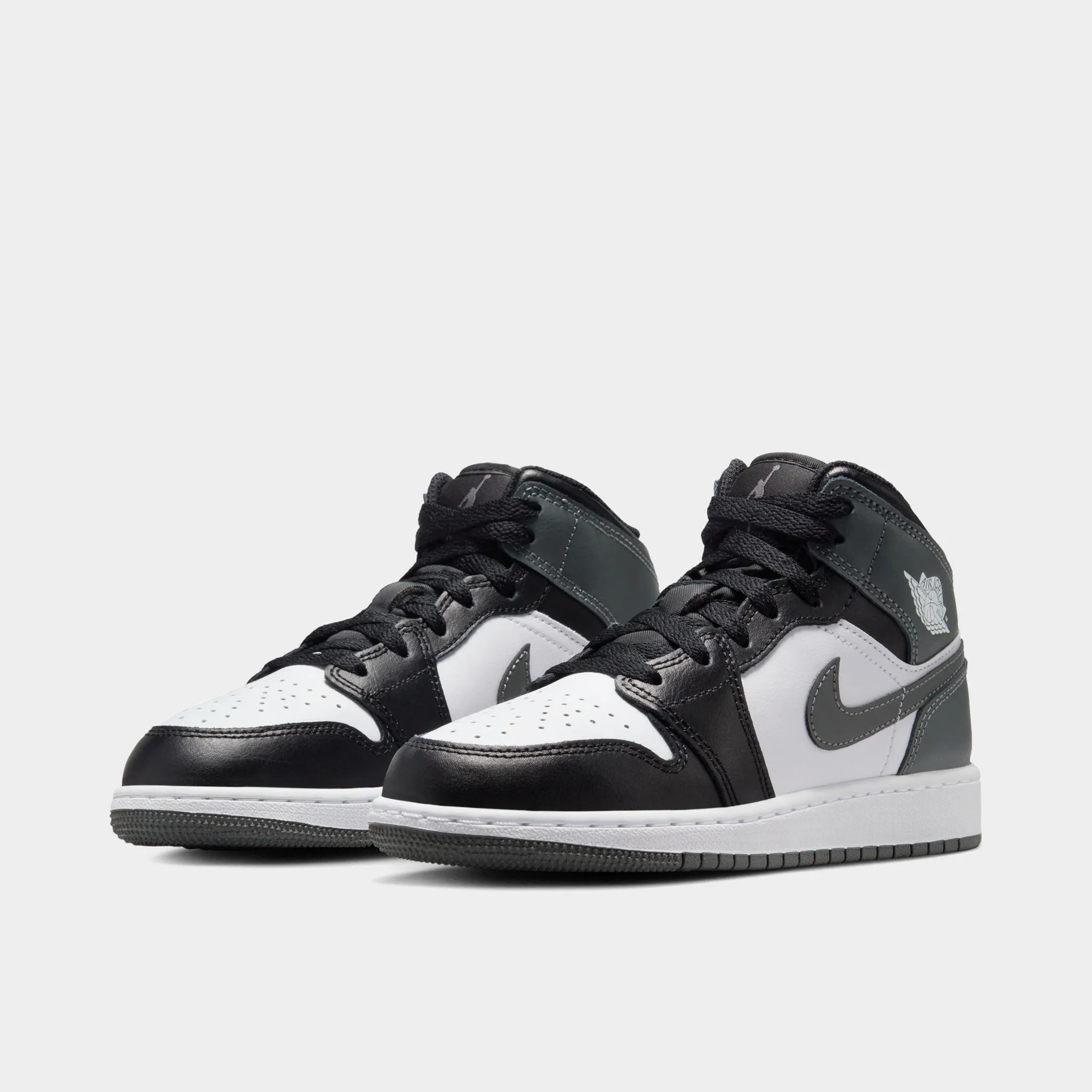 Jordan 1 Mid GS Black / Iron Grey - White