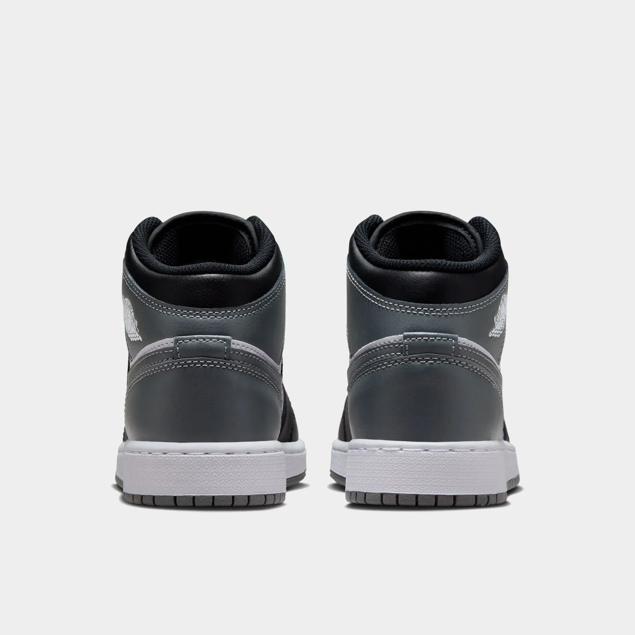 Jordan 1 Mid GS Black / Iron Grey - White