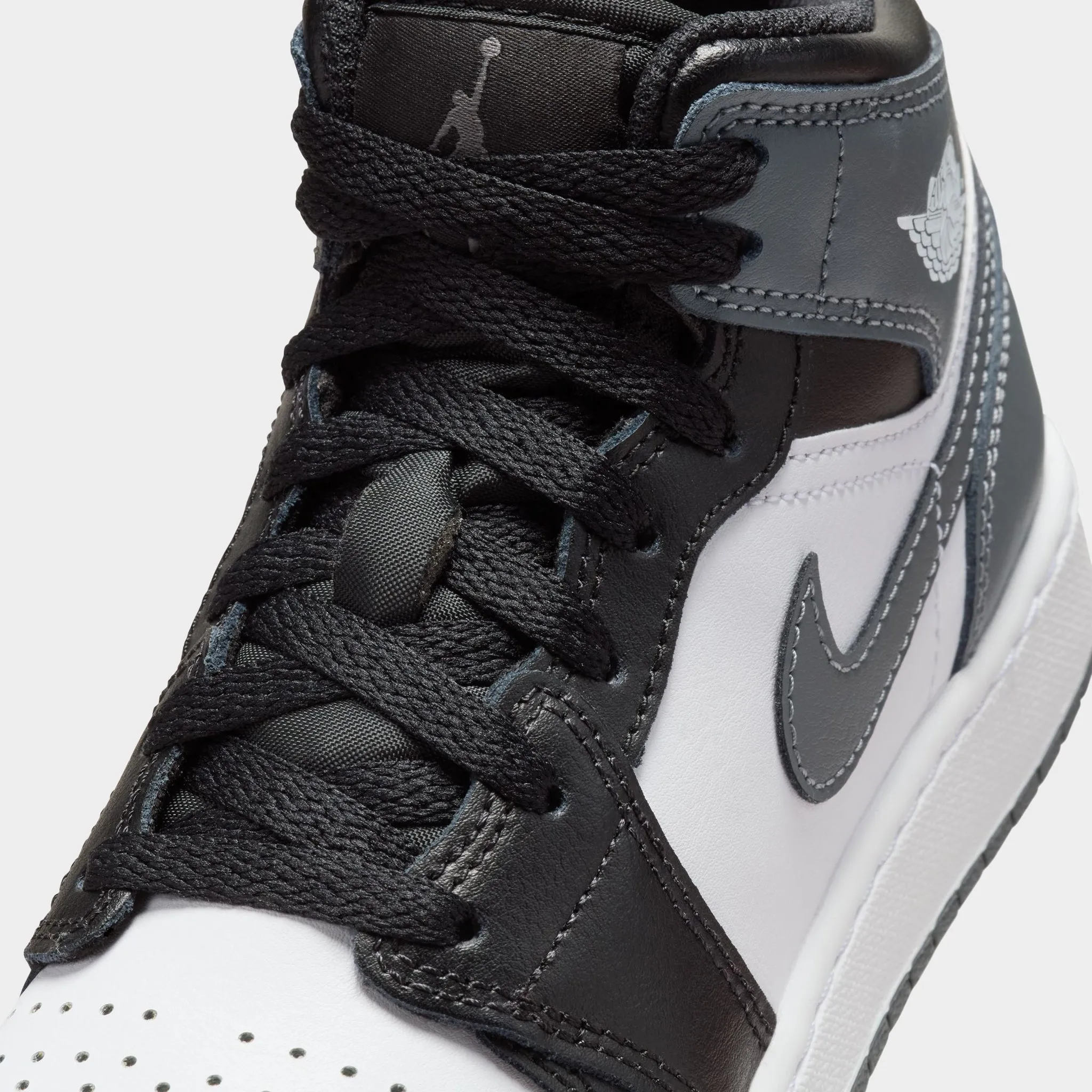 Jordan 1 Mid GS Black / Iron Grey - White