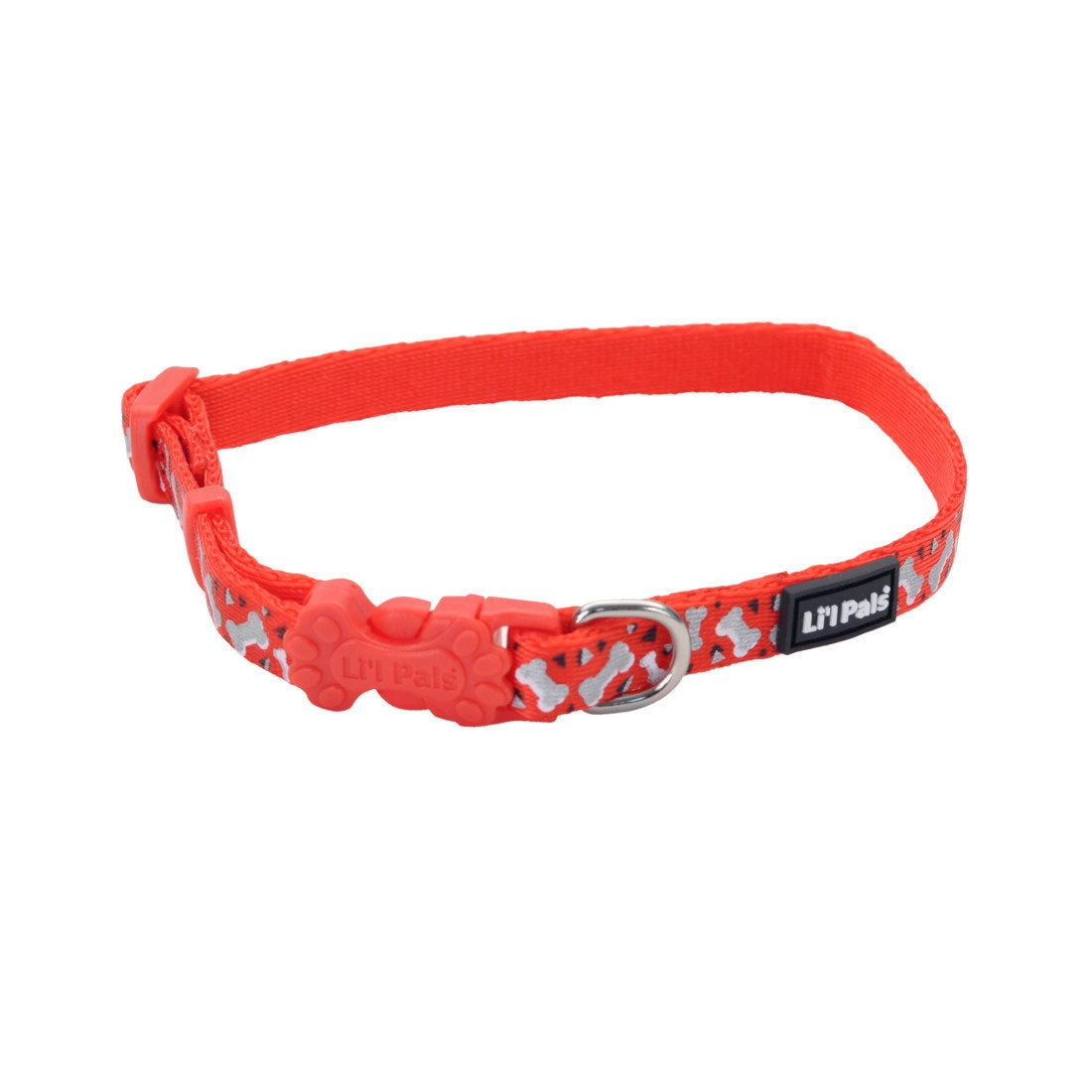Li'l Pals® Reflective Dog Collar, Orange Bones Petite X-Small