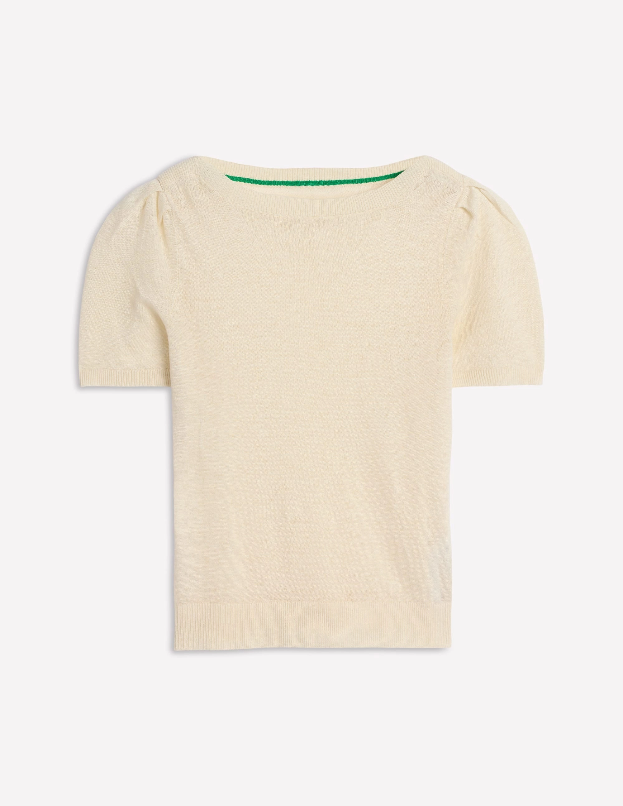 Liv Boat Neck Linen T-Shirt-Warm Ivory