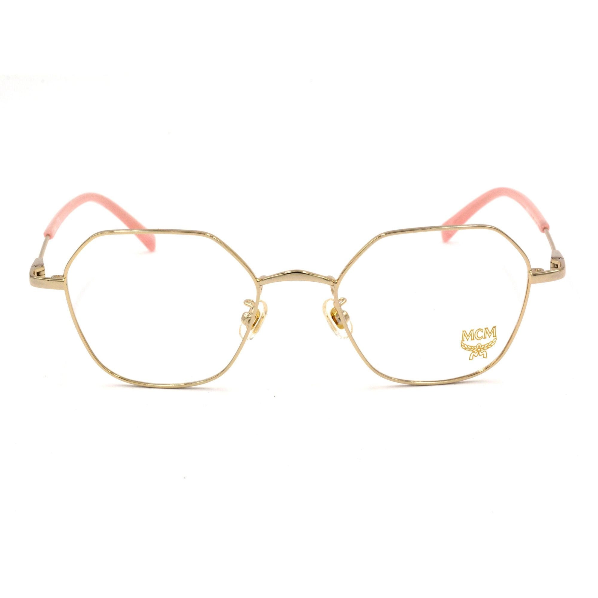 MCM Men's Eyeglasses - Shiny Gold Metal Geometric Frame Demo Lens | MCM 2141A 717