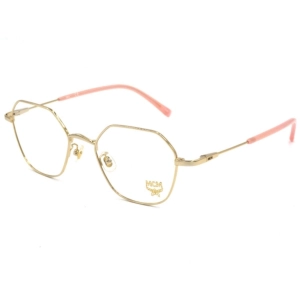 MCM Men's Eyeglasses - Shiny Gold Metal Geometric Frame Demo Lens | MCM 2141A 717