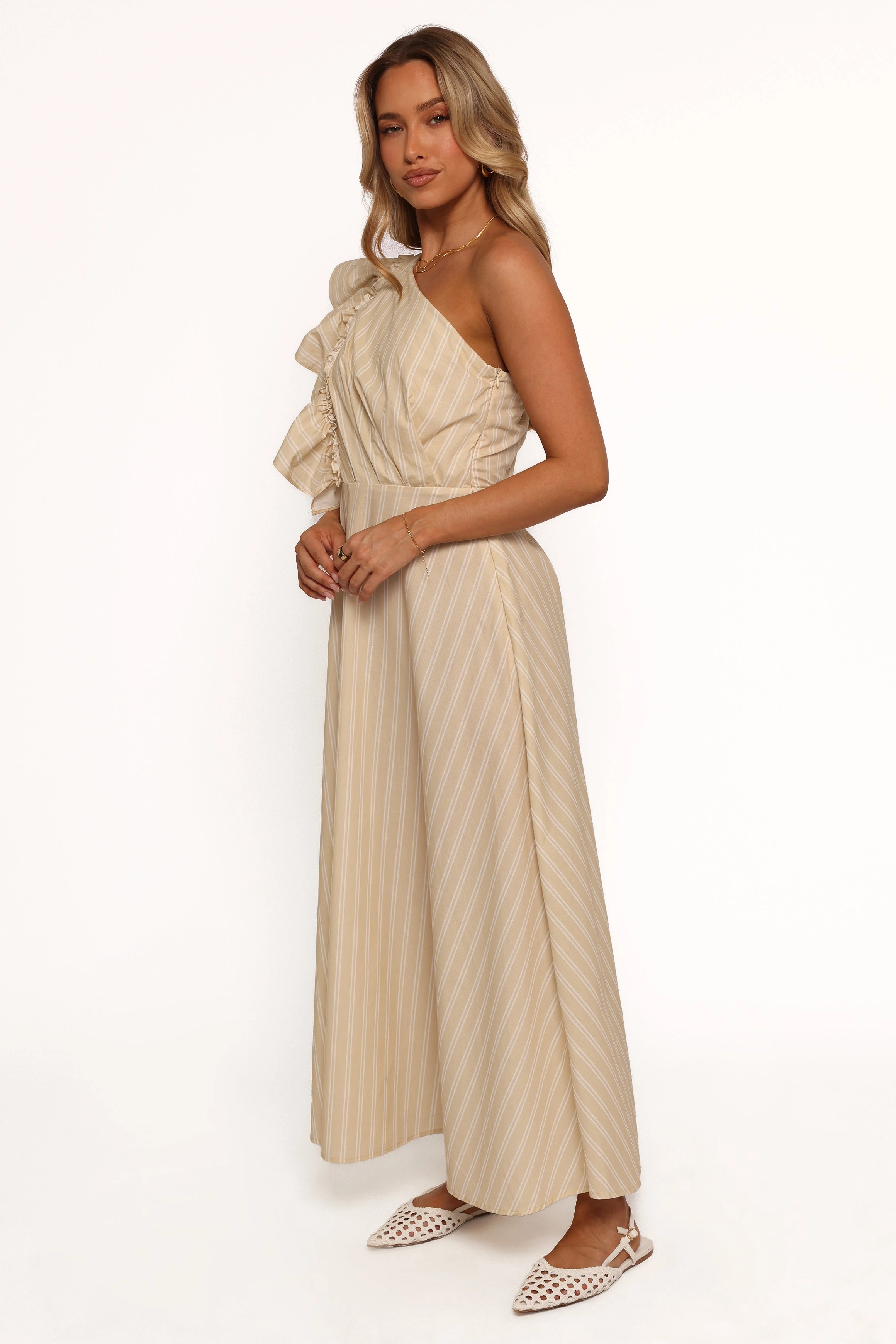 Meggy Maxi Dress - Sand/White