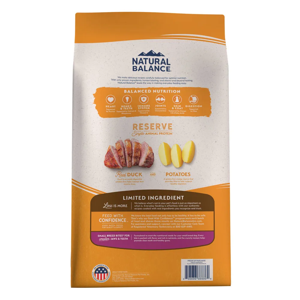 Natural Balance L.I.D. Limited Ingredient Diets Potato & Duck Small Breed Bites Dry Dog Food